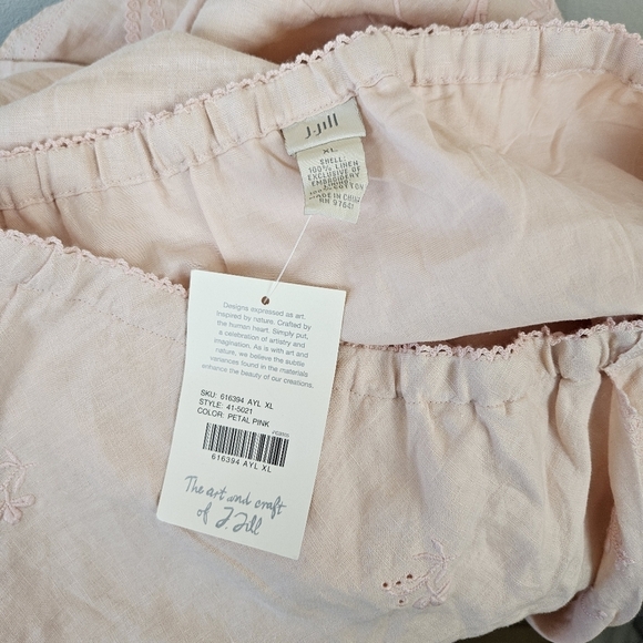J.JILL eyelet Embroidered Elastic Waist Linen Skirt in Petal Pink XL Vintage - Picture 8 of 9